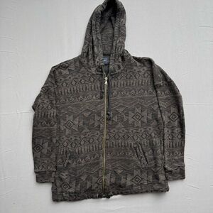 American Eagle Outfitters XS Gray Aztec Geometric Full Zip Hoodie Men's Knit